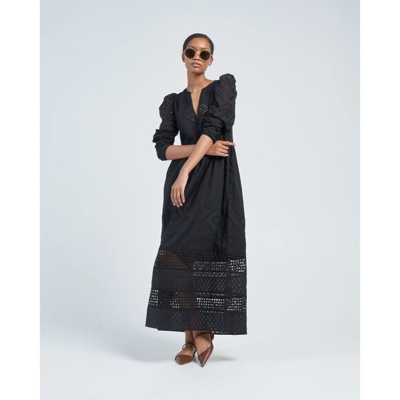 Alix of Bohemia Winifred Black Eyelet Dress Obsidian Medium  An elegant, bohemia - Picture 1 of 14